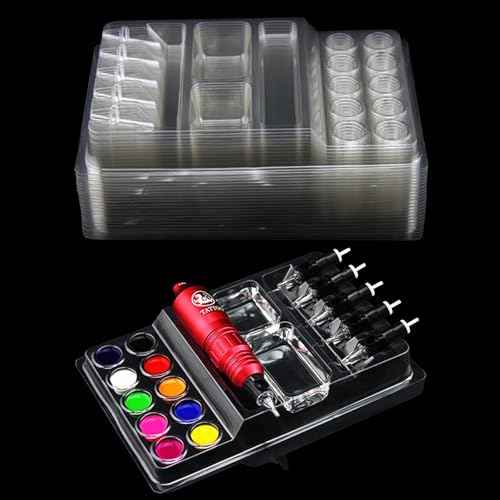 25PCS Disposable Tattoo Cartridge Needle Tray Plastic Tattoo Ink Cup Holder