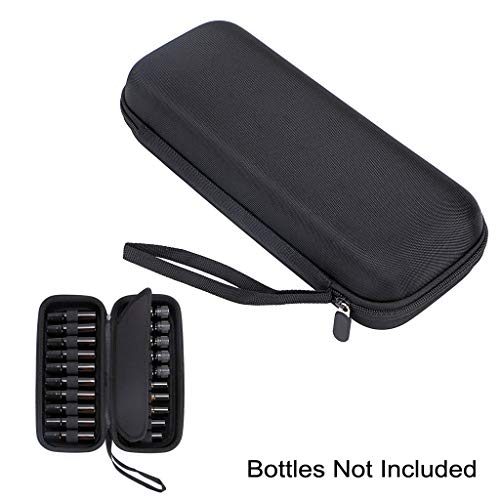 Hipiwe EVA Essential Oils Carrying Case Organizer for 20 Bottles 5ml 10ml Standard and Rollers Bottles Portable Hard Shell Essential Oils Travel Bag Holder for Essential Oils Bottle Storage (Black)