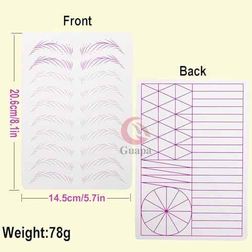 3pcs Microblading Nano Hair Stroke Practice Skin Practice Skin Soft Silicone White Tattoo Practice Skin Pre-printed Double Sides Designs Training Pads for Tattoo Practice (Hairstrokes Purple Outlines)
