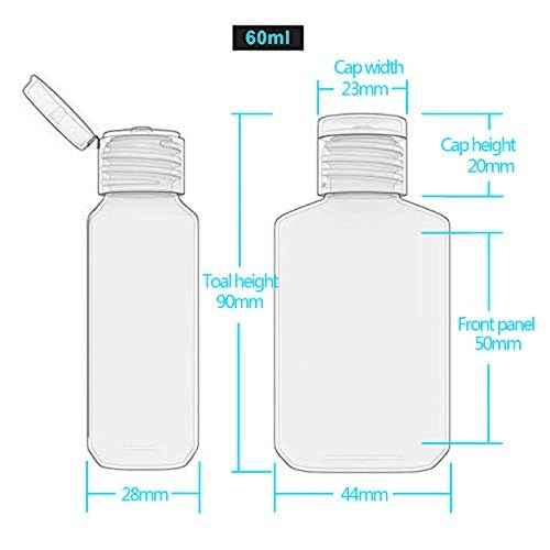 FOOCHY 60 Pack Clear Hand Sanitizer Bottles Empty Plastic Refillable Flip-Top Bottles for Hand Sanitizer Shampoo Lotion,etc - No BPA/Parabens, 60ml/2oz