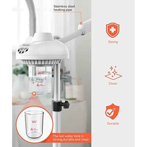 TASALON Professional 2 in 1 Facial Steamer With 5X Magnifying Foldable Arm, Ozone Mist Steamer for Face, Salon Spa Beauty Skin Care Equipment