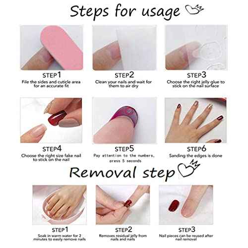 Butterfly Fake Nails, Artificail Extra Long Press on Nails, Glitter Acrylic Pink Full Cover Fake Nails with Design Nail Tips for Women&Girls, 24PCS