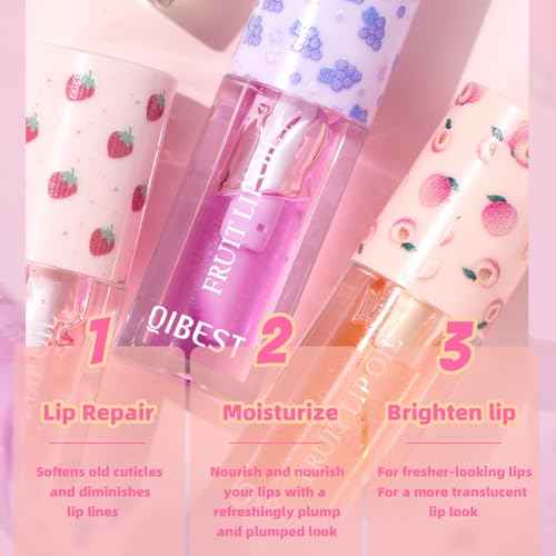 Fruit-Flavored Plumping Lip Oil Set 4 Packs Moisturizing Lip Glow Oil Long Lasting Nourishing Lip Gloss Set No-Sticky Gloss Lip Balm Lip Care