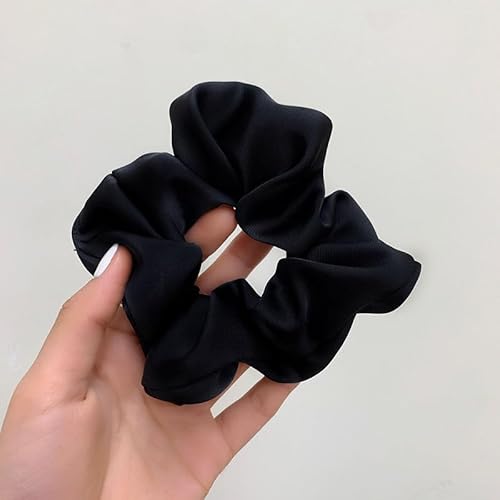 Tress 16 Silk Hair Ties Silk Scrunchies for Women Girls Fashion Hair Accessories Ponytail Holders Tie Scrunchies Hair Elastics No Damage 3pcs (Black/Brown/Mocha)