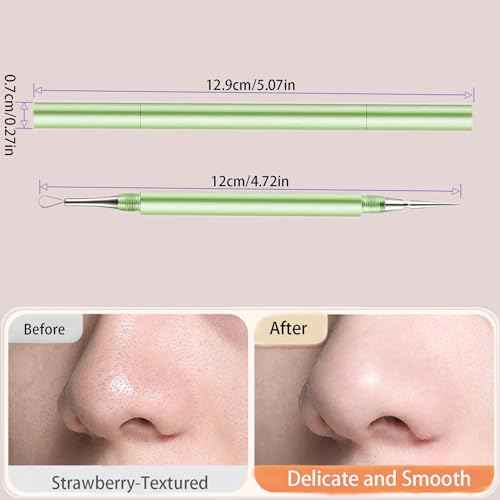 2-in-1 Professional Stainless Steel Acne Removal Needle, Whitehead&Blackhead Remover Tool, Pimples Comedone Extractor Removal Tool, Double Ended Needle with Cap Removal for Nose Face Tools(Rose Gold)