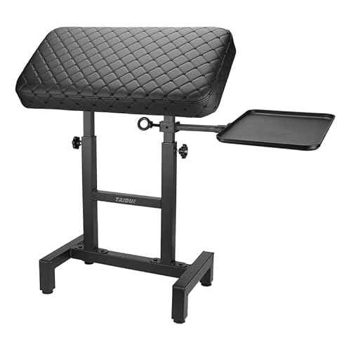 Tattoo Armrest Stand with One Trays - Oversized Tattoo Arm Leg Rest Stand Super Big Leather Pad Adjustable Height and Tilt Professional Heavy Equipment for Tattoo Studio (With One Trays)