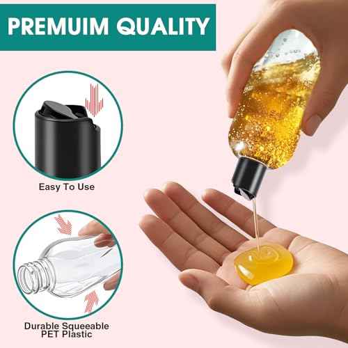 3Pcs 16 oz Clear Plastic Refillable Travel Shampoo and Conditioner Bottles with Black Disc Top Caps£¬Squeeze Empty Bottles Cosmetic Containers for Lotions, Body Soap Cream