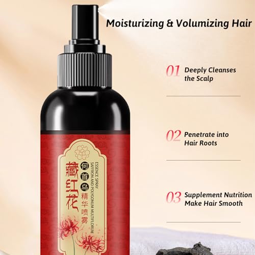 Saffron Hair Blackening Spray, Herbal Hair Color Spray for Instant Gray Coverage - Natural Plant Extract with Frizz Control, Moisturizing Non-Greasy Formula for Daily Use (2)