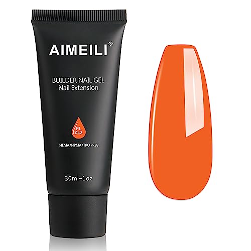 AIMEILI Poly Nail Extension Gel Orange Builder Nail Gel Hema Free Poly Nail Enhancement Nail Art Design DIY Salon Nail At Home Gift for Women Nail Gel - 043
