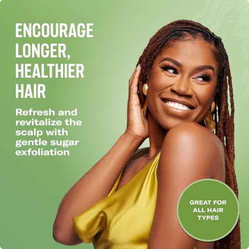 Mielle Organics Rosemary & Mint Sugar Exfoliating Scalp Scrub - Gentle Pre-Shampoo Dry Scalp Treatment for Oil & Product Buildup - Biotin Infused Non-Drying, Moisturizing Formula (6 Fl Oz)