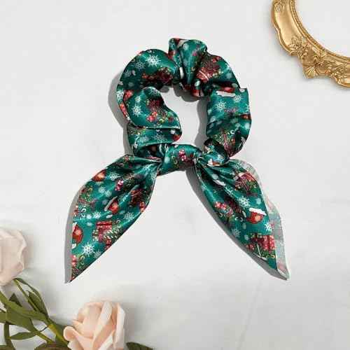 3 PCS Christmas Gift Hair Scrunchies Hair Scarf Hair Accessories Snowman Snowflake Elastic Hair Band Cute Hair Ties for Women