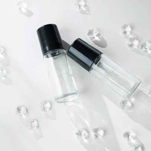 2 PCS Empty Glass Roller Bottles Plastic Roller Ball £¬Deodorant Roll On Bottles for Essential Oils, Perfume, Cosmetics £¨30ml £© (2pcs Round)
