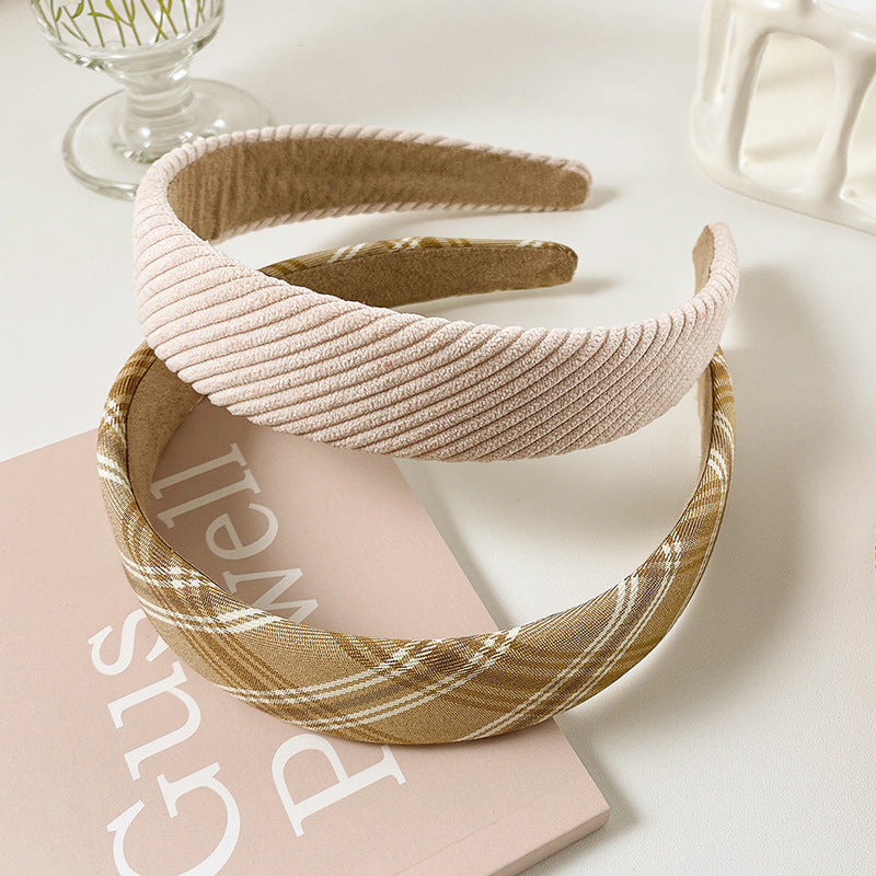 Wide Thick Solid Color Striped Plaid Headband