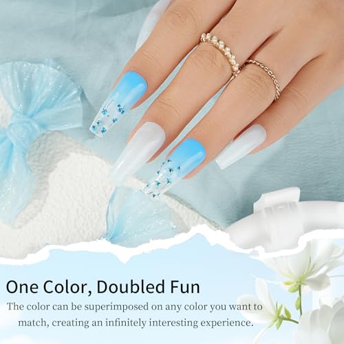 Dip Powder Nail Transparent Crystal Dried Flower Set, 6 Colors Dipping Powder Kit With Base & Top Coat/Activator/Brush Saver, Nail Art Manicure Salon DIY for Daily at Home Party Gifts for Women