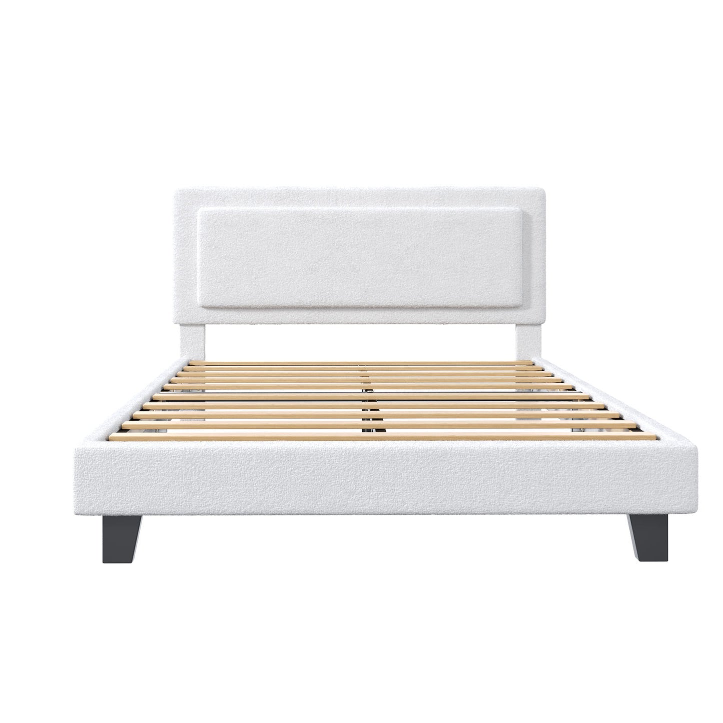 Queen Size Bed Frame Upholstered Platform With Adjustable Headboard