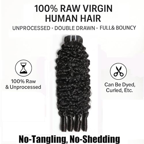 Burmese Curly Human Hair Bundles 26 Inch Deep Wave 1 Bundle 100% Unprocessed Burmese Raw Real Human Hair Bundles With Spiral Curly End Natural Color for Women