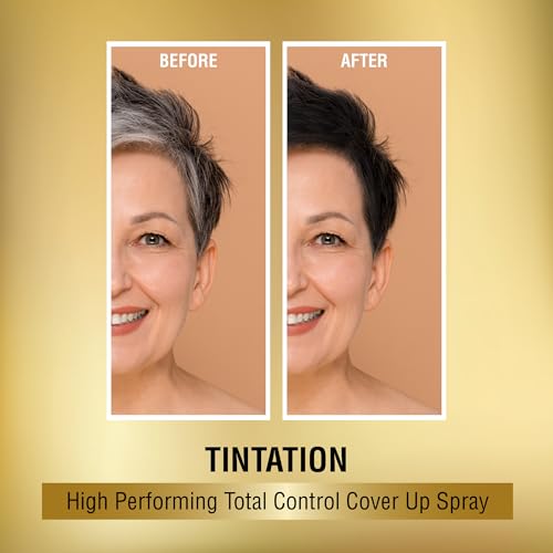 Red by Kiss Tintation Temporary Hair Color Spray, Instant Gray Root Touch Up Coverage, Water-Resistant & Smudge-Proof, Easy Wash Out, Barber & Hairline Touch-Up, Quick-Dry (Black, 2.82 oz)