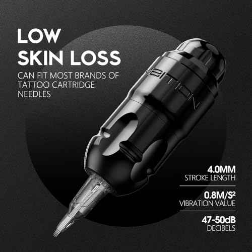 Ambition Lutin Rotary Tattoo Gun with Straight Drive Bar - Short Tattoo Machine Pen with Brushless Motor Strong Power Low Vibration with RCA Cord for Professional Tattoo Artist