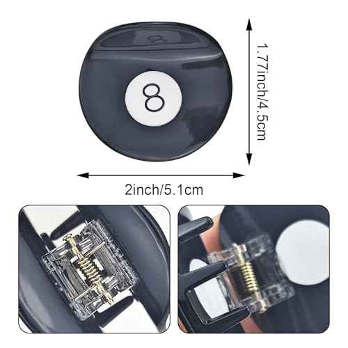 2 PCAK Black 8 Ball Golf Club Hair Claw Clip, Cute Acetate Hair Claw Fun Hair Barrettes Hair Accessories for Women Girls