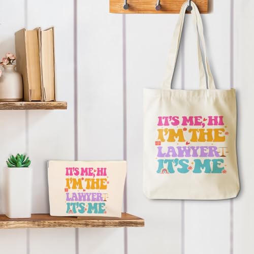 I'm the Lawyer, Lawyer Gifts, Legal Practitioner Gift£¬2PCS Makeup Cosmetic Bag Canvas Tote Bag Beach Bag for Shopping Work Office Gifts for Women Lawyer Paralegal Prosecutor Birthday Christmas