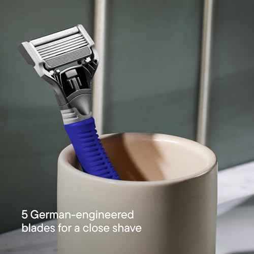 Harry's Original Shaving Kit for Men - Razor Handle and 3 Razor Blade Refill Cartridges - German Engineered - Ocean Blue