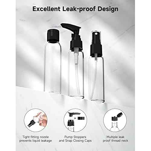 Morfone Travel Bottles Kits -TSA Approved Travelling Size Containers for Toiletries Leak Proof Refillable Liquid Travel Essentials with Toiletry Bag for Cosmetic Shampoo Conditioner Lotion