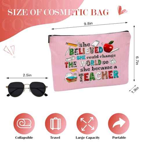 Yonto Teacher Appreciation Gifts Cosmetic Bag: Perfect Makeup Bags For Women & Girls Teachers - Ideal Gift for Travel, Birthdays, Christmas, Teacher's Day, Thanksgiving Day, Teacher Must Have, Stye 1