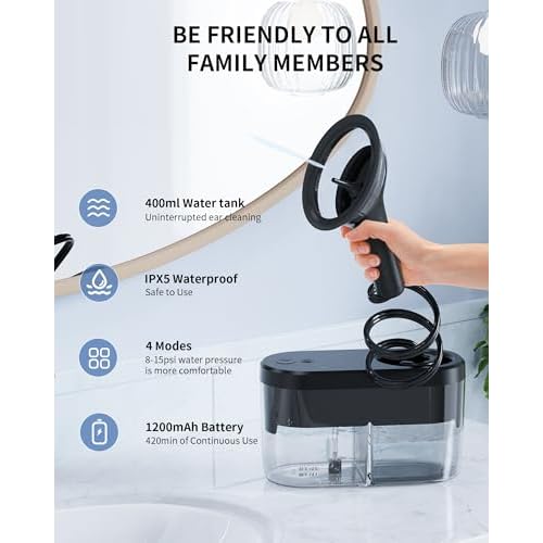 Ear Wax Removal Tool Camera - Ear Irrigation Flushing System Ear Cleaner with Camera 1080 HD, Ear Flushing Kit for Adults with One-Piece Waste Tank