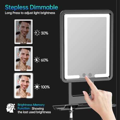 COSMIRROR Heated Shower Mirror Fogless for Shaving, Anti Fog Shaving Mirror with Light, 5000mAh Rechargeable Shower Mirrors with Razor Holder, Fog Free Shave Mirror with 10X Magnification, Men Gift