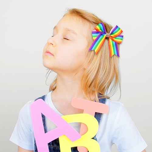 Pride Day Rainbow Hair Bow with Clip Rainbow Bows for Girls Gold Glitter Bow Hairstyle Hairpin Candy Fruit Colorful Rainbow Lovely Non-slip for LGBT Women Girls Party 2PCS, style2