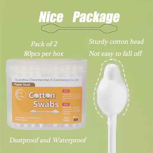 160pcs Safety Cotton Swabs with Large Tips for Newborn, Babies,Infants, Kids, Children