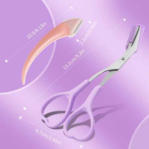 Eyebrow Scissors with Eyebrow Razor,Eyebrow Trimmer with Comb,Non Slip Finger Grips Trimmer Eyebrow Scissors, Hair Removal Beauty Accessories for Men Women (Light Pink, Green, Purple)