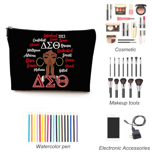 LONGXIN Sorority Gifts Paraphernalia for Women Cosmetic Make up Bag Greek Sorority Gift Makeup Zipper Pouch Bag