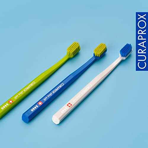 Curaprox CS 5460 Ultra-Soft Toothbrush ? for Sensitive Teeth & Gums | Gentle Plaque Removal | 3-Pack |Random Colour