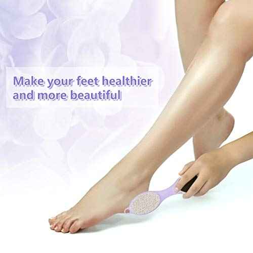 Pumice Stone Brush for Feet - 2 Pack Foot Brush Scrubber 4 in 1 Foot File Pedicure Paddle Kit for Foot Care (Lilac and Blue)