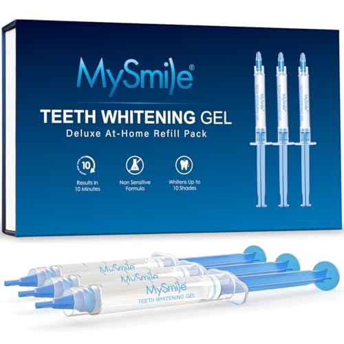 MySmile Teeth Whitening Gel Pen Refill Pack, 3 Non-Sensitive Teeth Whitening Pen, Deluxe Teeth Whitener Dental Grade Tooth Whitening Gel with Carbamide Peroxide for Home, 10 min Fast Result