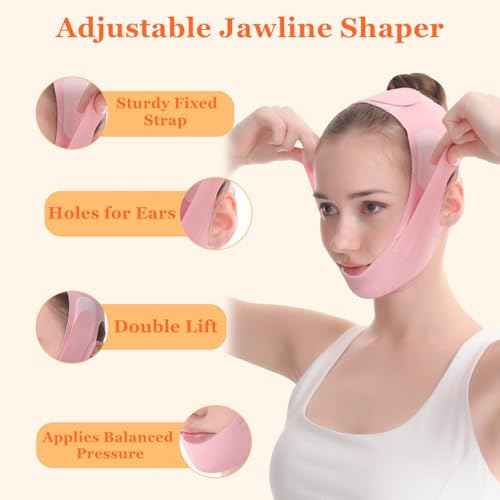 Chin Strap for Sleeping - Double Chin Reducer, Face V Line Lifting Mask, Reusable Jawline Shaper for Women