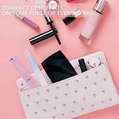 3PCS Glass Nail File in Case, Glass Fingernail File, Christmas Gifts Stocking Stuffers, Double-Sided Etched Crystal Nail File for Nail Art & Nail Care