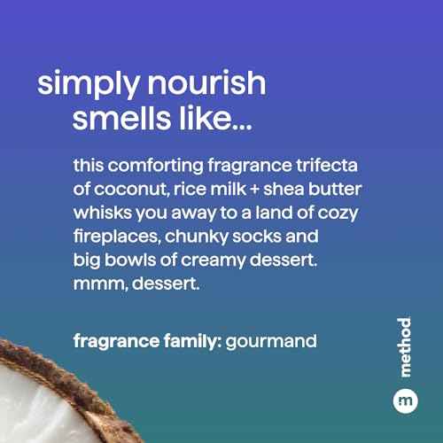 Method Moisturizing Shampoo, Simply Nourish with Shea Butter, Coconut, and Rice Milk Scent Notes, Paraben and Sulfate Free, 14 oz (Pack of 1)