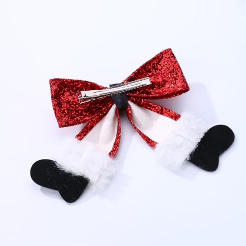 2Pcs Glitter Cute Christmas Bows Barrettes Red Hairpins Hair Accessories for Girls Women Xmas Party Gifts