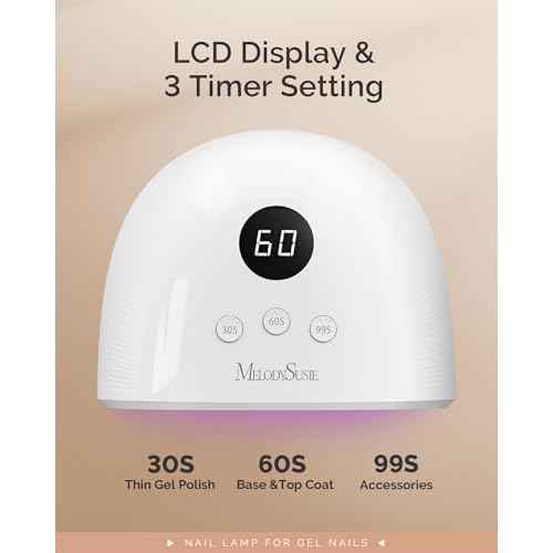 MelodySusie Compact Advanced UV LED Nail Lamp, P-Plus30F Nail Dryer with 3 Timers & Smart Sensor Cures All Gels, Especially Rhinestone Glue, Solid & Liner Gel Polishes for Advanced DIY at Home-White