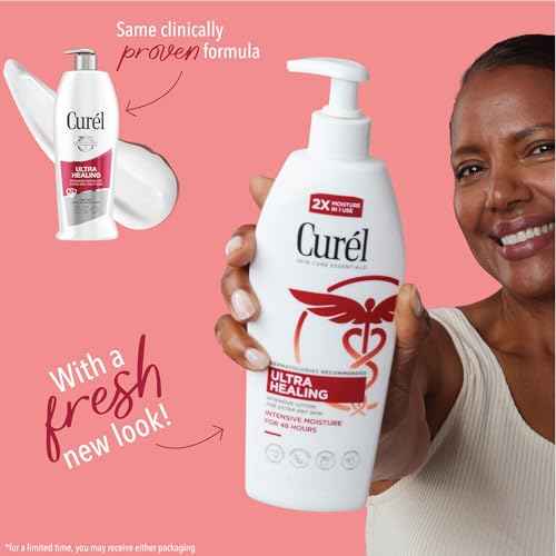 Curel Ultra Healing Lotion for Sensitive and Dry Skin, Hand and Body Lotion Repairs Moisture Barrier, Ceramide Moisturizer, Fragrance-Free, Dermatologist Recommended, Body Care, 20 Oz