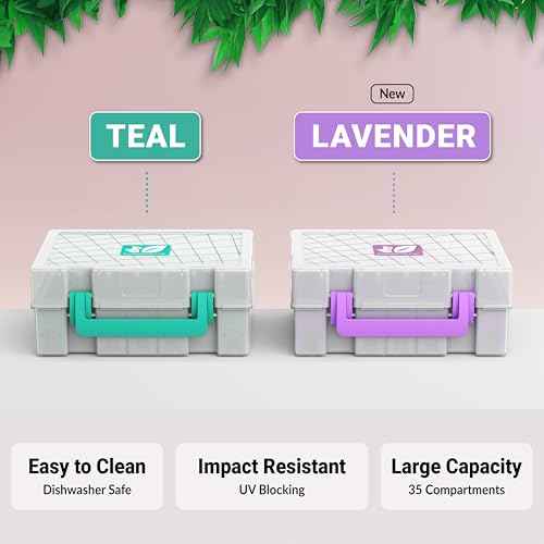 Essential Oil Organizer for 35 Bottles, Hard Shell Storage Case with Shelf Display Lid & Travel Handle, Fits 5ml/10ml/15ml, Roller Bottles, Compatible with Top Brands, Lavender
