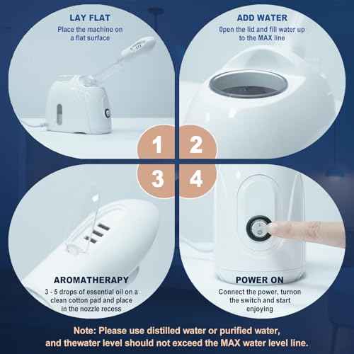 Facial Steamer Nanometer Fine Mist Face Steamer for Facial Deep Cleaning, 360¡ÆCan Rotate The Arm£¬10 Minute Home Facial Spa Mist, Design for Personal Care Use at Home Or Salon Barber