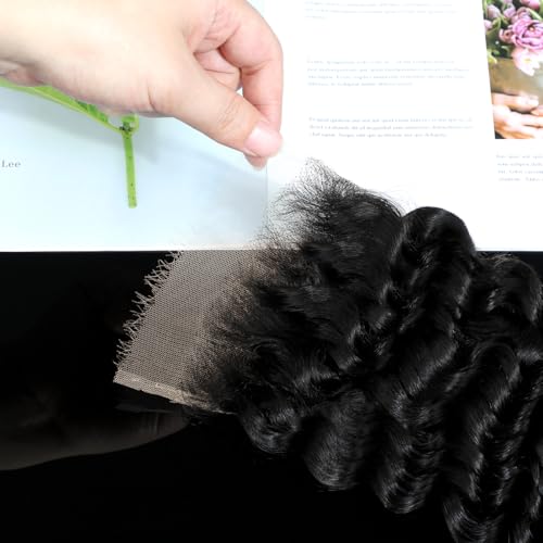 Knots Bleached CindiRiver 5x5 HD Lace Closure Deep Wave Virgin Human Hair With Invisible Real HD Lace, Natural Hairline, Skinlike Lace Frontal Closure Only