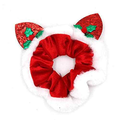 5 PCS Christmas Hair Scrunchies Christmas Hair Ties Elk Santa Claus Elastic Scrunchy Hair Bands Christmas Ponytail Holders Velvet Scrunchies Christmas Hair Accessories for Women Girls