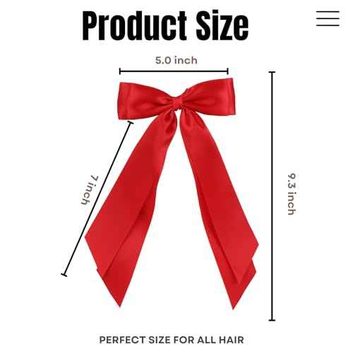 LuSeren 2 PCS Double Layer Hair Bows Red Hair Ribbon Clips Ponytail Holder Accessories for Women Girls Toddlers Teens Kids