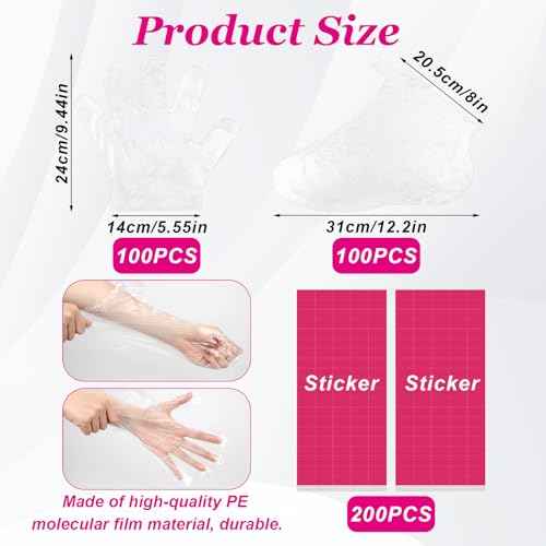 200Pcs Paraffin Wax Liners for Feet and Hand Disposable Paraffin Wax Bath Liners Plastic Hand and Foot Bags Larger and Thicker Paraffin Baths Gloves for Hand, Foot Covers