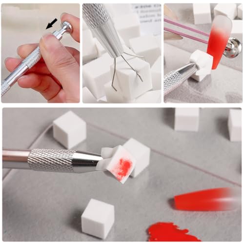 Soft Sponges with Grabbing Pen for Ombre and Aura Nail Art with Brush, Professional Manicure Nail Art Tools Accessories Supplies, 100 Pieces