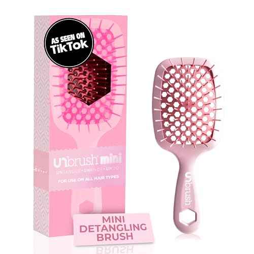 FHI Heat UNbrush Mini Detangler Brush for Pain-Free Brushing on All Wet or Dry Hair Types ? Durable Duoflex Anti-Static Bristles, Lightweight Handle, Vented Mini Hair Brush
